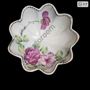 Hand Painted Ceramic Bowl with Floral Design